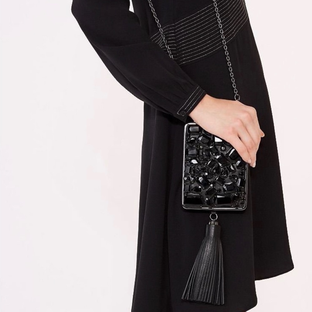 Tory Burch Black Crystal Adele Hardshell Clutch - image 1